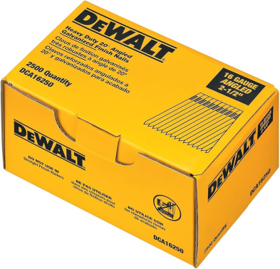 MPT-DCA16250 DEWALT DCA16250 16 GA 20DEG ANGLED NAILS, 2-1/2", 2500 PCS.