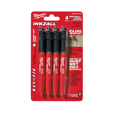 OF1-48223104 MILWAUKEE 48-22-3104 4PK BLACK FINE POINT MARKER