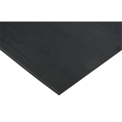 OF1-SDL878 SDL878 Fine Ribbed Matting, Runner, 2' x Lin. Ft x 1/8", Bla
