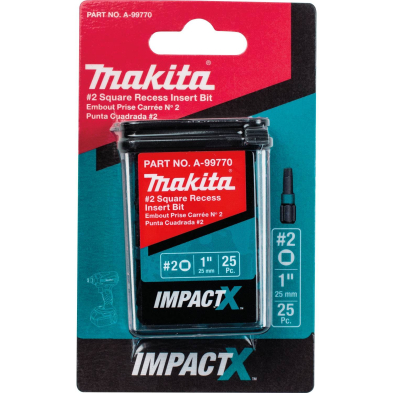 PTH-A9733010 MAKITA IMPACTX #2SQ DR. X 1" DRIVE BIT (25 PER TIC TAC)