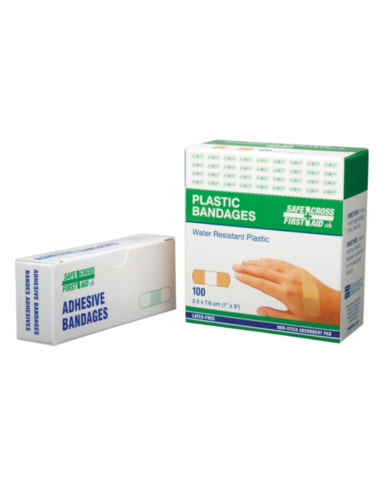 SAD-02203 SAFECROSS 02203 BANDAGES 3" PLASTIC 25/BOX LATEX FREE