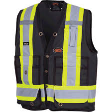 SAE-6692BK/SM 6692BK, Hi-Vis Surveyor's Safety Vest, BLK SMALL