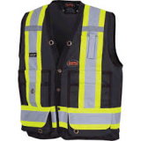 SAE-6692BK/SM 6692BK, Hi-Vis Surveyor's Safety Vest, BLK SMALL