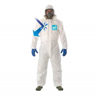 SAE-681800/LAR WH18-B-92-111-04/L ANSELL WHITE DISPOSABLE COVERALL SZ:LAR
