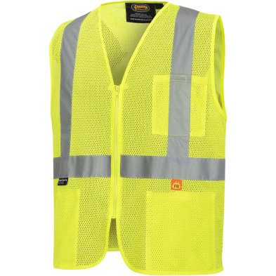 SAE-V2510960L V2510960 LARGE FR HI-VIS POLY MESH SAFETY VEST 2" TAPE ZIP