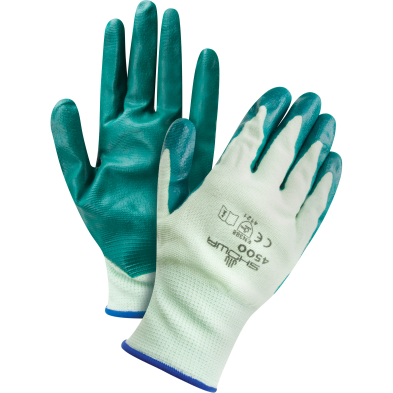 SAF-GL450008 #4500-08 NITRILE COATED GLOVES, NYLON LINER (12/BOX,72/CASE)