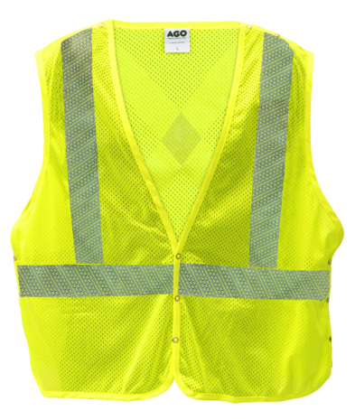 SAF-TVHV0A2L AGO HV-0A2 HI-VIZ YELLOW ARC/FR MESH VEST,TEAR AWAY,SIZE L