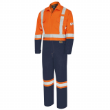  PIONEER  88/12 7OZ. SAFETY COVERALL - 2-TONE INDUSTRIAL WASH - HI-VIZ ORANGE/NAVY