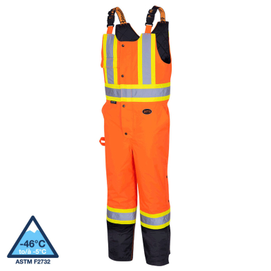 SAH-5040BB3XL 5040BB QUILTED BIB OVERALL HI VIZ ORANGE W/STRIPES, 3XL