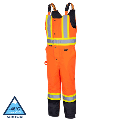 SAH-5040BBXL 5040BB QUILTED BIB OVERALL HI VIZ ORANGE W/STRIPES, XL