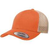SAH-6606/ORANGE 6606, Retro Trucker Cap, SnapBack, Orange/Khaki