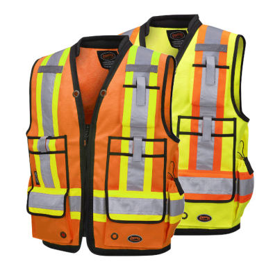 SAH-6676/OR/4X 6676 PIONEER HI VIS SURVEYORS VEST ORANGE 4X