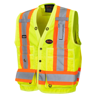 SAH-6677/M 6677 HI-VIZ YELLOW 1200D SURVEYOR'S VEST SIZE MEDIUM