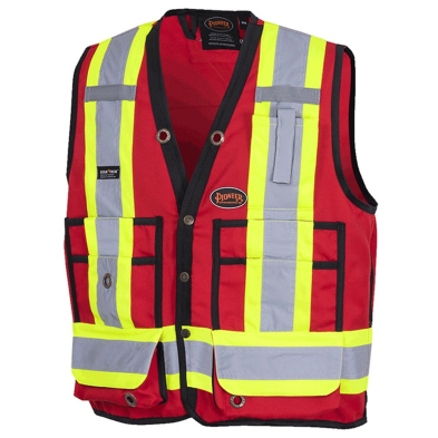 SAH-6683 6683 HI-VIZ SURVEYOR'S SAFETY VEST RED-XL