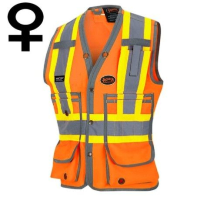 SAH-6692W/OR/L 6692W WOMENS SURVEYORS VEST HI VIS ORANGE LARGE