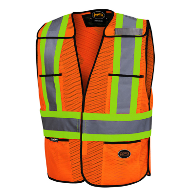 SAH-6926 6926 POLY MESH TRAFFIC VEST, 5 PT, HI VIZ ORANGE, ONE SIZE
