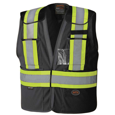 SAH-6933BK2XL/3XL PIONEER 6933 HI VIS MESH SAFETY VEST BLACK 2XL/3XL