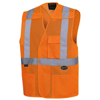 SAH-6963/OR/S/M 6963 HI VIZ ORANGE TEAR AWAY MESH VEST S/M