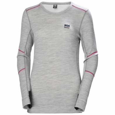 SAH-75209/GREY/L 75209 WOMENS HH LIFA MERINO CREWNECK GREY LARGE