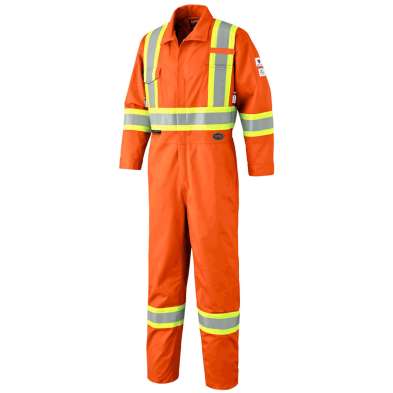 SAH-770248TEMB 7702, FR HIVIS SAFETY COVERALL, 48T, CLMW, EMBROIDERY