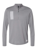 SAH-A482/GREY/S A482 ADIDAS 3 STRIPE QUARTER ZIP PULLOVER GREY SMALL