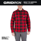 SAH-M551/RED/L M551 MILWAUKEE GRID LS FLANNEL SHIRT RED LARGE