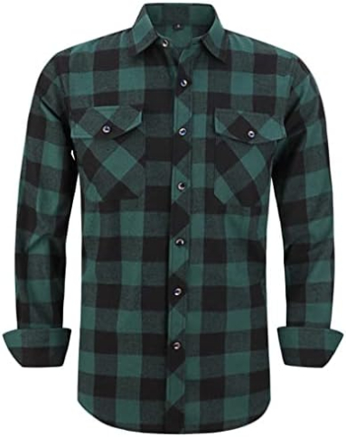 SAH-WS05/GREEN/L WS05 TOUGH DUCK LINED FLANNEL SHIRT GREY/GREEN LARGE