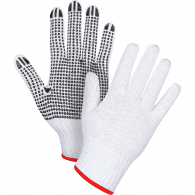 SAL-SAN489 SAN489 SCN WHITE POLY/COTTON DOTTED GLOVES SMALL