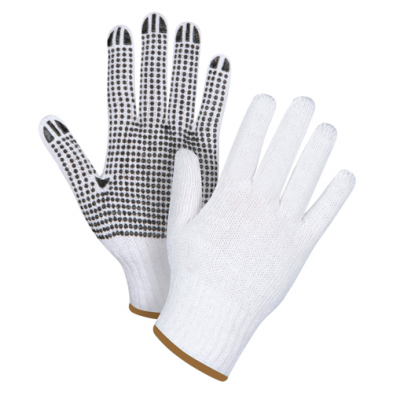 SAL-SAN491 SAN491 SCN WHITE POLY/COTTON DOTTED GLOVES LARGE