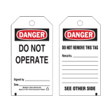 SAU-SGC040 Lockout Tags, Plastic, 3" W x 5-3/4" H, English PK 25