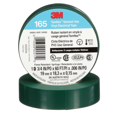 TA1-3MT165GR4A 3M 165BL4A TEMFLEX VINYL ELECTRICAL TAPE  3/4" X 60' GREEN