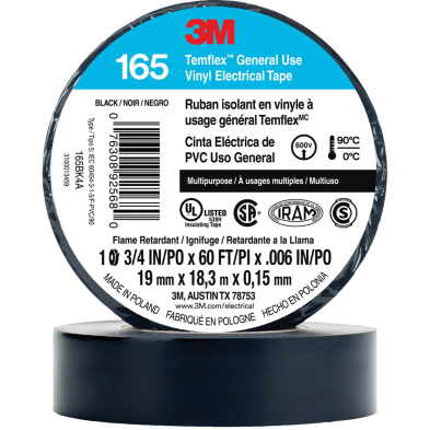 TAB-XI861 XI861 TEMFLEX BLACK VINYL ELECTRICAL TAPE 165BK4A