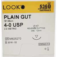 536B SUTURE PLAIN GUT 4-0 REV. CUTTING C17 3/8 CIRCLE 12MM 18"