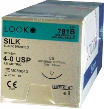 784B SUTURE 3-0 SILK 18" C6 18MM NDL 3/8  BLK BR RV CUT LOOK