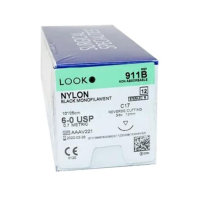911B SUTURE NYLON 6-0 10" C17 3/8 NDL 12MM RV CUT LOOK BLK MONOFL