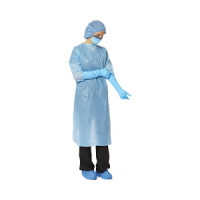 CRI5001 ISOLATION GOWNS X-LARGE BLUE, POLYETHYLENE THUMB LOOP STYLE