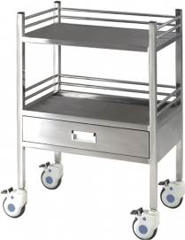 F21 TROLLEY S/STEELW/2 SHELF & 1 DRAWER 25.6"L, 18"W, 39.6"H