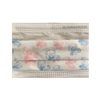 KC47359 MASK FACE CHILD BEAR PRINT W/EAR LOOP, PLEATED