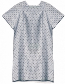 MDT011120Z GOWN PATIENT UNISIZE STRAIGHT W/ TIES BLUE SPOTTED