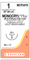 MPC347H MONOCRYL PLUS ANTIBACTERIAL SUTURE 36" CT-1 NEEDLE VIOLET