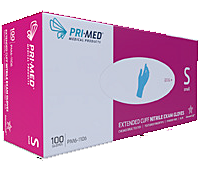 PM61206 EXAM GLOVES SECURE NITRILE SMALL PF EXTENDED CUFF 12"