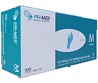 PM61207 EXAM GLOVES SECURE NITRILE MEDIUM PF EXTENDED CUFF 12"