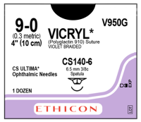 V950G SUTURE 9-0 POLYGLACTIN VICRYL 4" 3/8 CIRCLE SPATULA NEEDLE