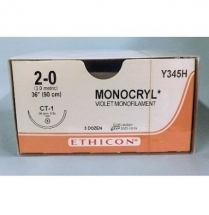 Y345H MONOCRYL 2-0 VIOLET SUTURE 36" CT-1 TAPER