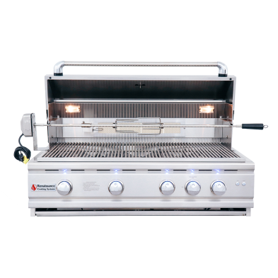 RON38B LP 38" Cutlass Pro Grill LPW/Rear Burner, Briq. Tray & Blue LED