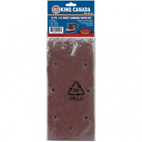 KW-163 12 PC. 1/3 SHEET SANDING PAPER KIT