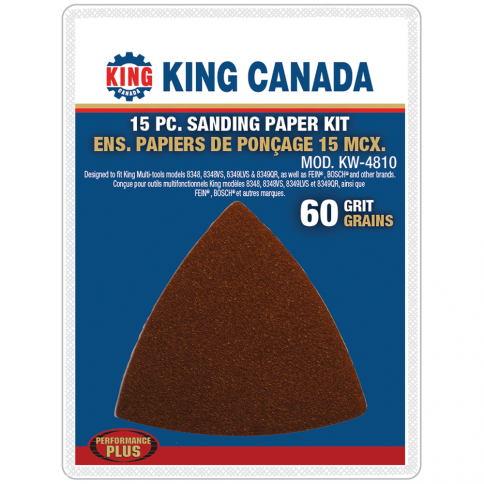 KW-4810 15 PC. SANDING PAPER KIT- 60 GRIT