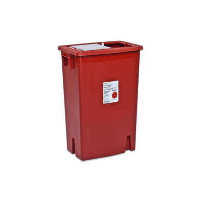 EM-3253-8938 Sharps Container, 18 Gallon, Red, Sliding Lid