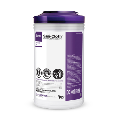 EM-6310-6984 Super Sani-Cloth XL Wipes, 7.5"x15", PurpleTop 75/canister