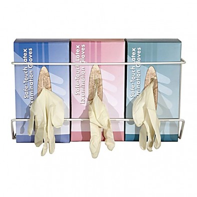 EM-6530-W055 Triple Glove Box Dispenser, White Wire, Horizontal